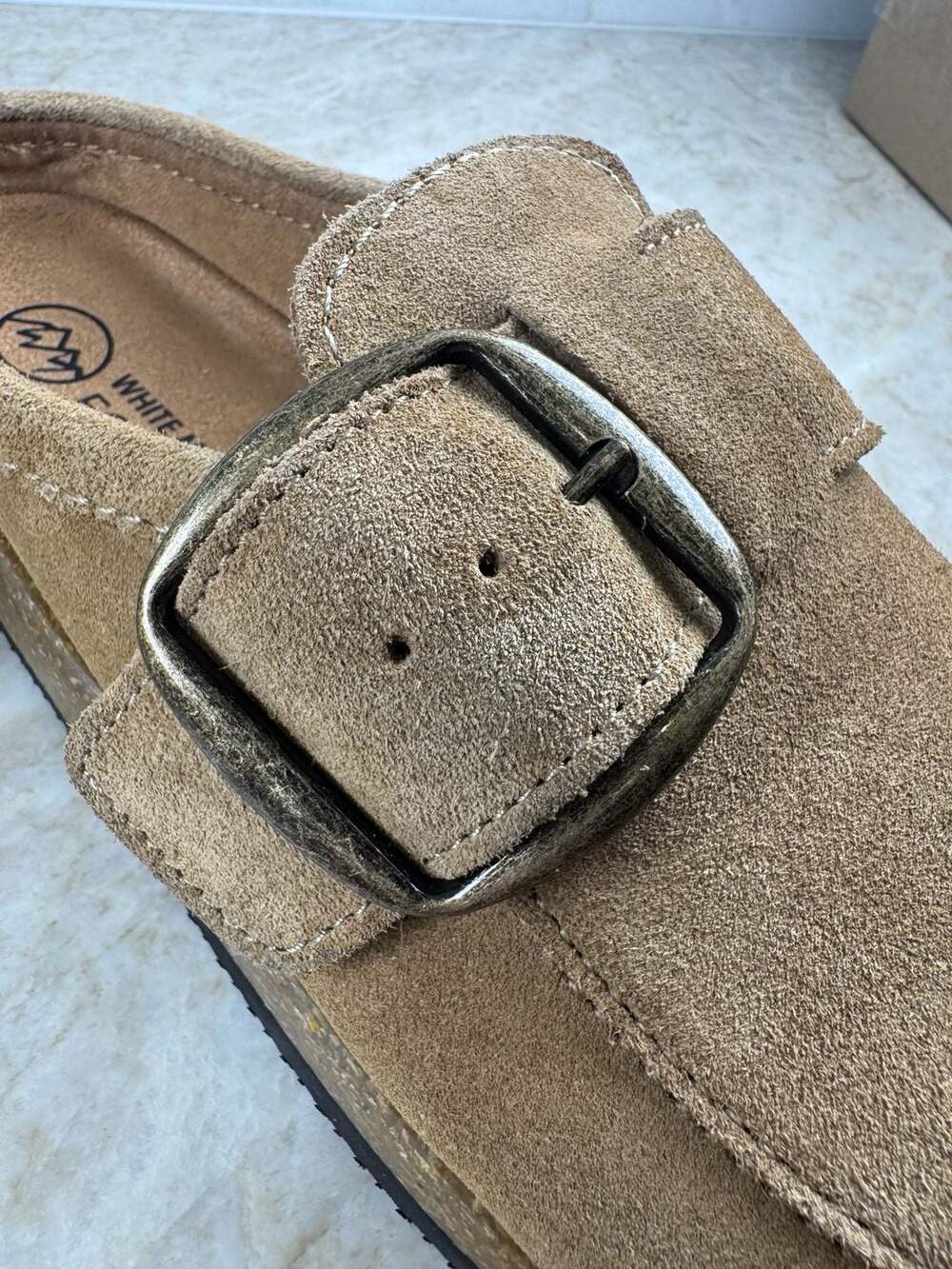 NWOT White Mountain Bueno Suede Buckle Clogs Tan Slip On Mules Womens Size 7M - Picture 8 of 11